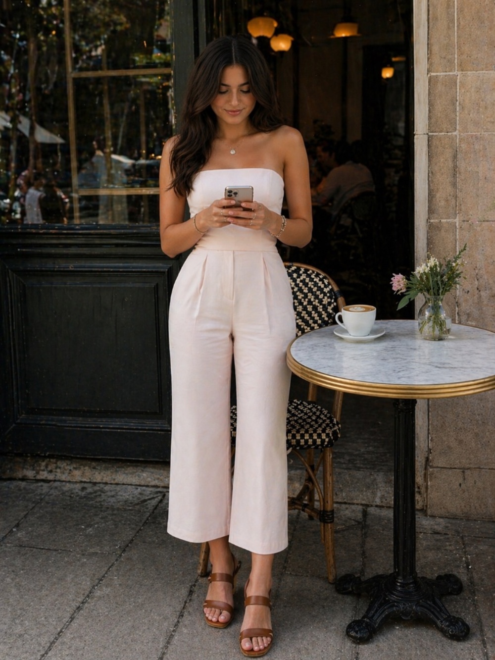 Lord and Taylor pale pink strapless pantsuit, size 12
